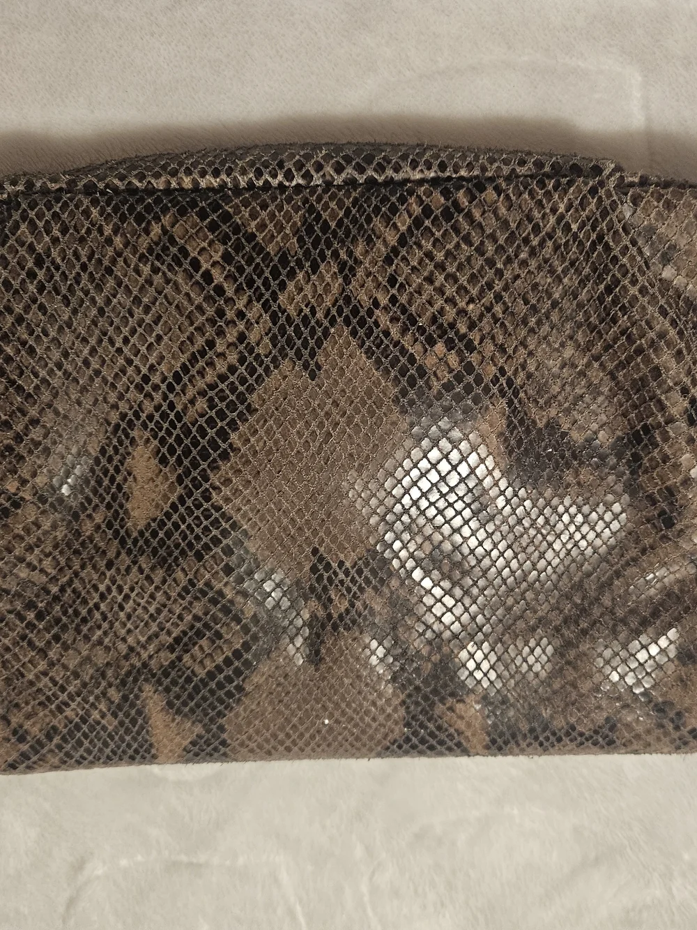 Elie Tahari Emory Snakeskin Print Cow Suede Clutch Handbag